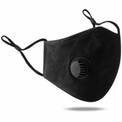 PERLE RARE Masque Facial Respirant 100% Coton Avec Valve à Air Et Boucles D'oreilles Réglables Et Pince De Nez, Réutilisable, Lavable Pour Un Usage Public Quotidien, Noir