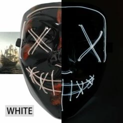 HAPPYSHOPPING Masque De Danse Fluorescent Adulte Grimace Clignotante A LED, Masque Lumineux De Fete Festive Sans Batterie, Blanc - Blanc -Protection des voies respiratoires Soldes 31830418 3