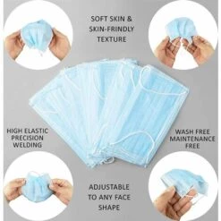 LangRay 50 Masques Jetables | Couverture 3 Couches Pour La Protection Du Nez Et De La Bouche, élastiques, Design Universel Et Confortable, Pour Adultes -Protection des voies respiratoires Soldes 32532705 4