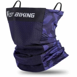 WEST BIKING Masque D'Equitation En Soie De Glace D'Ete, Foulard Magique Respirant, Masque D'Equitation D'Oreille Suspendu, Bleu Violet