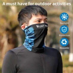 WEST BIKING Masque D'Equitation En Soie De Glace D'Ete, Foulard Magique Respirant, Masque D'Equitation D'Oreille Suspendu, Bleu Violet -Protection des voies respiratoires Soldes 32806211 4