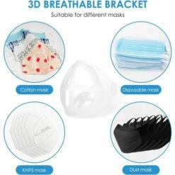 AIDUCHO Supports Masque 3D 10 PCS Support De Masque Respirant Silicone Doux, Lavable Et Réutilisable Support De Coussin Intérieur Pour Masques Augmenter L'espace De Respiration Aide à Respirer En Douceur -Protection des voies respiratoires Soldes 33917077 5