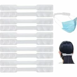 PERLE RARE Sangle Extension De Masque Rare Perle Cache-oreilles Réglables Avec Clip De Masque, Convient Aux Masques, Crochets Extension De Masque, Pour étendre Les Masques, Sangles à Boucle 10 Pièces Blanches