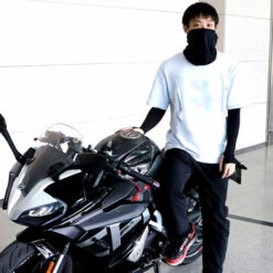 ASUPERMALL Masque De Protection Solaire En Soie Glacee Pour Moto, Masque Respirant Frais Et Leger, Noir -Protection des voies respiratoires Soldes 35817198 5