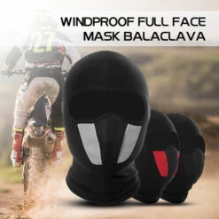 WOSAWE Coupe-vent Anti-poussiere Masque Facial Complet Cagoule Capuche Doublure De Casque Pour Cyclisme Moto Sports De Plein Air, Modele: Noir - Modele:Noir