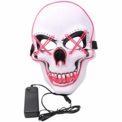 HAPPYSHOPPING Halloween Party Mask LED Scary Flash Mask EL Line Light Mask Cosplay Mask Party Vetements Masque Fournitures Multi-couleur En Option, Modele: Rose 292