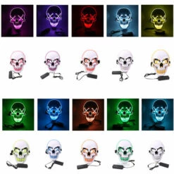 HAPPYSHOPPING Halloween Party Mask LED Scary Flash Mask EL Line Light Mask Cosplay Mask Party Vetements Masque Fournitures Multi-couleur En Option, Modele: Rose 292 -Protection des voies respiratoires Soldes 36048078 3