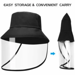 HAPPYSHOPPING Chapeau De Protection Anti-poussiere Avec Protection Transparente Pour Le Visage Hommes Femmes Chapeau Integral Pour Camping Randonnee Peche Voyage, Modele: Noir 14 -Protection des voies respiratoires Soldes 36054358 3