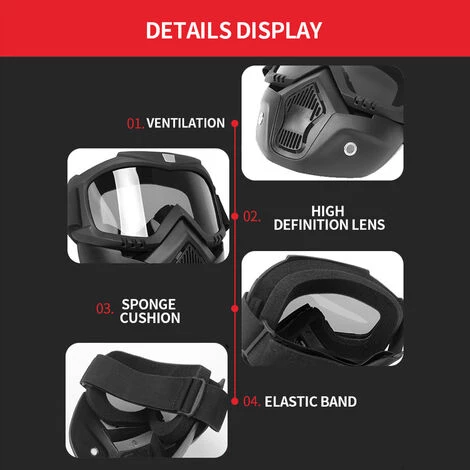 HAPPYSHOPPING Masque Facial De Moto Lunettes Haute Definition Avec Filtre Buccal Pour Casque Ouvert Protecteur De Visage De Motocross, Modele: Transparent 19 - Modele:Transparent 19 5 HAPPYSHOPPING Masque Facial De Moto Lunettes Haute Definition Avec Filtre Buccal Pour Casque Ouvert Protecteur De Visage De Motocross, Modele: Transparent 19 - Modele:Transparent 19 – Image 3
