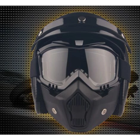 DONTODENT Masque De Lunettes De Moto Avec Masque Amovible, Masque De Motocross Pour Motos Avec Lunettes Amovibles Et Filtre à Bouche Pour Casques Vintage (Monture Noire, Verres Gris) 3 DONTODENT Masque De Lunettes De Moto Avec Masque Amovible, Masque De Motocross Pour Motos Avec Lunettes Amovibles Et Filtre à Bouche Pour Casques Vintage (Monture Noire, Verres Gris)