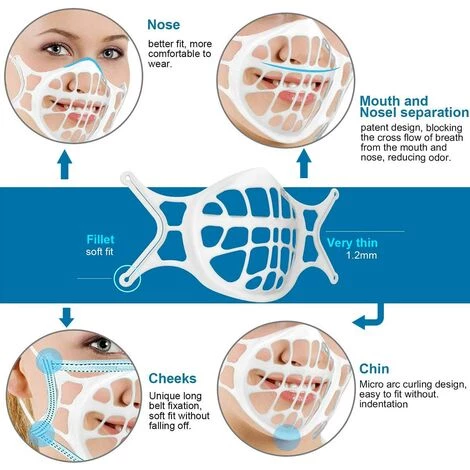 ILOVEMILAN Support De Visage En Silicone 3D, Support De Protection Pour Le Visage Pour Un Espace Respirant Plus Confortable, Support De Protection Pour Rouge à Lèvres, Garder Le Tissu Hors De La Bouche 10 Pièces Blanc 5 ILOVEMILAN Support De Visage En Silicone 3D, Support De Protection Pour Le Visage Pour Un Espace Respirant Plus Confortable, Support De Protection Pour Rouge à Lèvres, Garder Le Tissu Hors De La Bouche 10 Pièces Blanc – Image 3