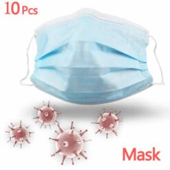 10 Pièces Jetable 3 Couches Masque Facial Anti-poussière Antiviral Anti Germe Masques Médicaux Chirurgicaux Couverture Buccale Profession Masque Médical Coxolo -Protection des voies respiratoires Soldes 36489166 4
