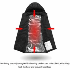 HAPPYSHOPPING Manteau Chauffant Electrique Smart USB Chauffage Veste En Coton Unisexe Vetements Chauffants Leger Avec Capuche 3 Niveaux De Chauffage Pour Hommes Femmes Randonnee Ski Hiver Cyclisme, Modele: Noir 2XL -Protection des voies respiratoires Soldes 36744222 2
