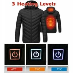 HAPPYSHOPPING Manteau Chauffant Electrique Smart USB Chauffage Veste En Coton Unisexe Vetements Chauffants Leger Avec Capuche 3 Niveaux De Chauffage Pour Hommes Femmes Randonnee Ski Hiver Cyclisme, Modele: Noir 2XL -Protection des voies respiratoires Soldes 36744222 3