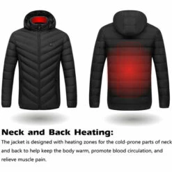 HAPPYSHOPPING Manteau Chauffant Electrique Smart USB Chauffage Veste En Coton Unisexe Vetements Chauffants Leger Avec Capuche 3 Niveaux De Chauffage Pour Hommes Femmes Randonnee Ski Hiver Cyclisme, Modele: Noir 2XL -Protection des voies respiratoires Soldes 36744222 4