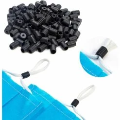 BEARSU 100pcs Verrous De Cordon En Silicone Pour Masque Facial, Bascules En Silicone à Un Trou Pour Cordons De Serrage, Ajusteur De Cordon élastique, Bouchon Antidérapant (noir)