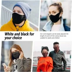 BEARSU 100pcs Verrous De Cordon En Silicone Pour Masque Facial, Bascules En Silicone à Un Trou Pour Cordons De Serrage, Ajusteur De Cordon élastique, Bouchon Antidérapant (noir) -Protection des voies respiratoires Soldes 36781195 5