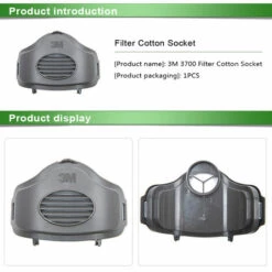 3M - 3M 3700 Filtre Anti-Poussiere Couvercle De Coton A Poussiere Fixe Filtre De Poussiere De Poussiere De Coton Accessoires Gris -Protection des voies respiratoires Soldes 36782294 4
