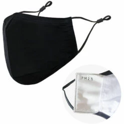 TRIOMPHE Masque En Coton , Lavable Et Réutilisable, Protection Du Visage Et De La Bouche, Sangles Ajustables, Noir -Protection des voies respiratoires Soldes 37433732 2