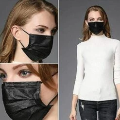 TRIOMPHE Protection Personnelle Noire De Filtre Jetable De Visage De 3 Plis 50 Pièces -Protection des voies respiratoires Soldes 37433740 5