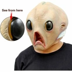 BETTERLIFE CreepyParty Alien Mask Et Dress Up Halloween Costume Fête Latex Full Head Head Hearror Masque D'horreur -Protection des voies respiratoires Soldes 37542502 2