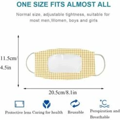 LANGRAY Couvre-bouche Anti-poussière Revêtement En Coton Lavable Et Réutilisable Avec Fenêtre Transparente Expression Visible Pour Les Sourds Et Malentendants Boucliers Buccaux Extérieurs En Tissu Unisexe Pour Femmes Et Filles -Protection des voies respiratoires Soldes 37891831 3