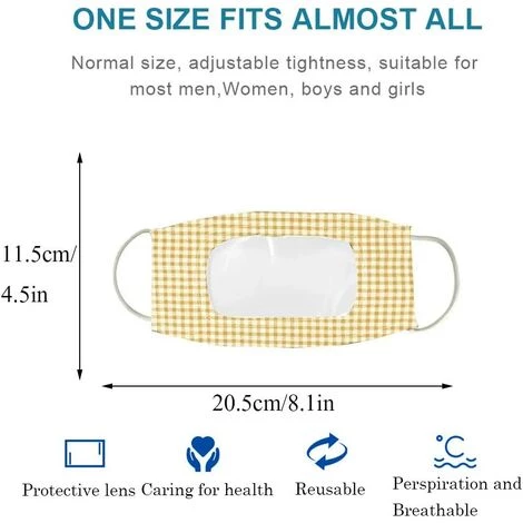 LANGRAY Couvre-bouche Anti-poussière Revêtement En Coton Lavable Et Réutilisable Avec Fenêtre Transparente Expression Visible Pour Les Sourds Et Malentendants Boucliers Buccaux Extérieurs En Tissu Unisexe Pour Femmes Et Filles #1 6 LANGRAY Couvre-bouche Anti-poussière Revêtement En Coton Lavable Et Réutilisable Avec Fenêtre Transparente Expression Visible Pour Les Sourds Et Malentendants Boucliers Buccaux Extérieurs En Tissu Unisexe Pour Femmes Et Filles #1 – Image 4