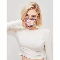 LANGRAY Couverture De Bouche Sourde Malentendante Fenêtre Transparente Drôle Grande Expression Visible Protection Extérieure Pour Femmes Filles Orange -Protection des voies respiratoires Soldes 37891910 4