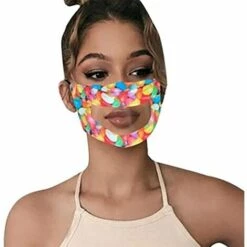 LANGRAY Couverture De Bouche Sourde Malentendante Fenêtre Transparente Drôle Grande Expression Visible Protection Extérieure Pour Femmes Filles Orange -Protection des voies respiratoires Soldes 37891910 5