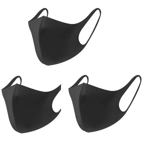 LANGRAY Masque Facial à La Mode 3 Pièces Pour Anti-poussière, Masque Facial En Soie Glacée Lavable Réutilisable, Noir Foncé 3 LANGRAY Masque Facial à La Mode 3 Pièces Pour Anti-poussière, Masque Facial En Soie Glacée Lavable Réutilisable, Noir Foncé