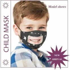 LANGRAY Couvre-bouche Pour Enfants Noir Etoile Pour Sourds Et Malentendants Anti-poussière Avec Fenêtre Transparente Expression Visible Langue Des Lèvres Unsiex Protection Pour Enfants Noir -Protection des voies respiratoires Soldes 37891947 3