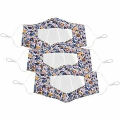 LANGRAY 3 Pièces Adultes Halloween Poussière Visage Bandanas Avec Fenêtre Transparente, Extérieur Anti-poussière Lavable Réutilisable Protecteur Buccal Protecteur Violet