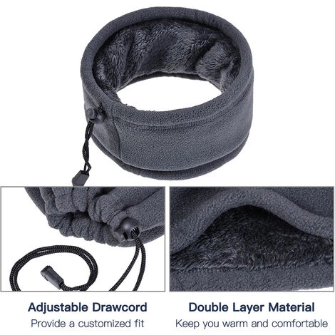 ASUPERMALL Cache-Cou En Molleton Double Couche Avec Cordon De Serrage Sport D'Hiver Cache-Cou Echarpe Bonnet Bonnet Pour Cyclisme Peche Patinage Course Camping Randonnee,Gris Clair 6 ASUPERMALL Cache-Cou En Molleton Double Couche Avec Cordon De Serrage Sport D'Hiver Cache-Cou Echarpe Bonnet Bonnet Pour Cyclisme Peche Patinage Course Camping Randonnee,Gris Clair – Image 4