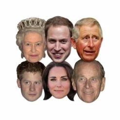 STAR CUTOUTS Masque En Carton Paquet De 6 Visages Famille Royale - Reine Elisabeth, Prince Philip, William, Harry, Kate Et Charles - Multicolor