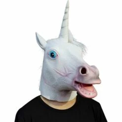 TRIOMPHE Costume D'Halloween Fête Masque De Latex Tête Animale Licorne -Protection des voies respiratoires Soldes 38288732 3