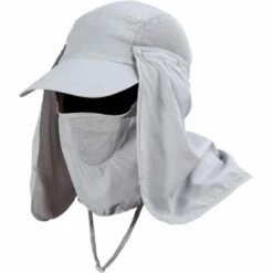 TRIOMPHE Chapeau Pare Soleil Amovible 3 En 1 Casquette Intégrale Anti UV Protection Complète Visage Cou Respirant Séchage Rapide Pour L'Extérieur Pêche Randonnée (Couleur : Gris)