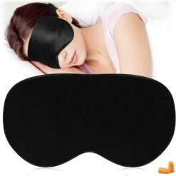 ILOVEMILAN Masques De Sommeil En Soie Et Bandeau, Masque Pour Les Yeux Super Lisse Pour Dormir, Avec Sangle Réglable, Convient Pour Les Voyages, La Sieste, Le Sommeil Nocturne 1pc (Noir) -Protection des voies respiratoires Soldes 38998502 5