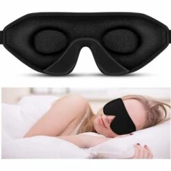 ILOVEMILAN Masque De Sommeil 100 % Occultant Pour Homme Et Femme - Masque De Sommeil Pour Les Yeux - Tissu Lycra Doux Et Confortable - Bandeau Pour Les Yeux 3D Pour Une Obscurité Totale 1pc (Noir)