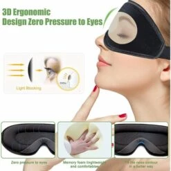 ILOVEMILAN Masque De Nuit, Cache Yeux Pour Dormir Ultra-Douce En Mousse à Mémoire, Bloque Toute La Lumière à 100%, Masque De Sommeil 3D Avec Sangle Réglable Pour Les Voyages, La Sieste, En Avion 1pc (Noir) -Protection des voies respiratoires Soldes 38998510 3
