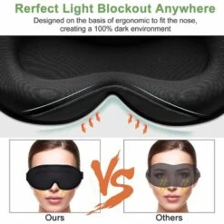 ILOVEMILAN Masque De Nuit, Cache Yeux Pour Dormir Ultra-Douce En Mousse à Mémoire, Bloque Toute La Lumière à 100%, Masque De Sommeil 3D Avec Sangle Réglable Pour Les Voyages, La Sieste, En Avion 1pc (Noir) -Protection des voies respiratoires Soldes 38998510 4