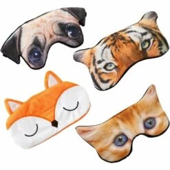 ILOVEMILAN Masque De Sommeil, Dormir Voyage Bandeau Les Yeux, Masque De Nuit Femme, 3D Masques De Sommeil Mignon, Mignon Animaux Masque De Nuit, Pour Tous 4pcs (Chats, Chiens, Tigres Et Renards Mignons)