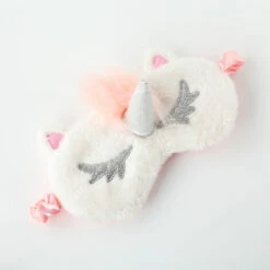 ILOVEMILAN Masques De Sommeil En Peluche, Mignon 3d Moelleux Masque Licorne Pour Les Yeux, Animaux Masques De Nuit Pour Voyage Enfant Adults 1pc (Corne D'argent）