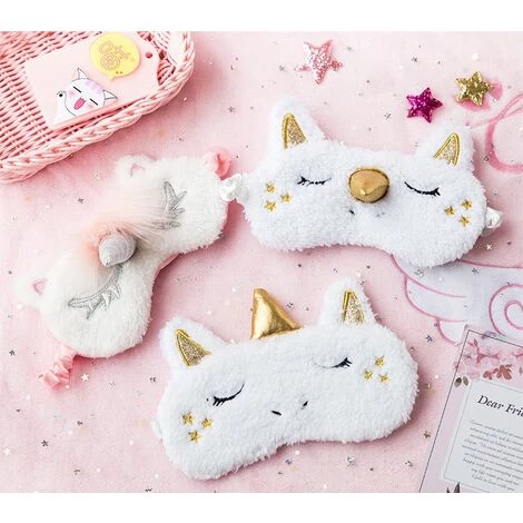 ILOVEMILAN Masques De Sommeil En Peluche, Mignon 3d Moelleux Masque Licorne Pour Les Yeux, Animaux Masques De Nuit Pour Voyage Enfant Adults 1pc (Corne D'argent) 5 ILOVEMILAN Masques De Sommeil En Peluche, Mignon 3d Moelleux Masque Licorne Pour Les Yeux, Animaux Masques De Nuit Pour Voyage Enfant Adults 1pc (Corne D'argent) – Image 3