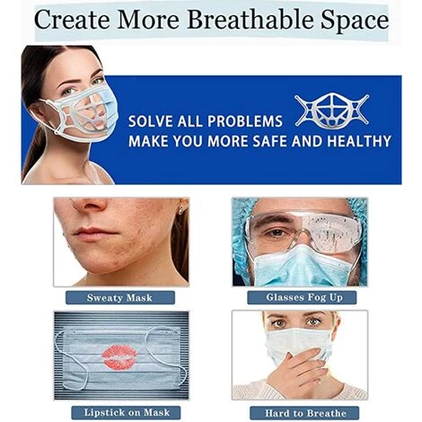 BETTERLIFE Support De Visage En Silicone 3D, Support De Protection Pour Le Visage Pour Un Espace Respirant Plus Confortable, Support De Protection Pour Rouge à Lèvres, Garder Le Tissu Hors De La Bouche 10 Pièces 6 BETTERLIFE Support De Visage En Silicone 3D, Support De Protection Pour Le Visage Pour Un Espace Respirant Plus Confortable, Support De Protection Pour Rouge à Lèvres, Garder Le Tissu Hors De La Bouche 10 Pièces – Image 4