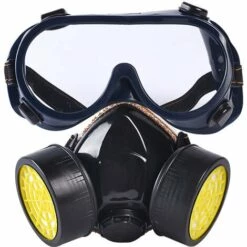 TRIOMPHE Protection Respiratoire Filtrant Complète Contre Peinture Chimique Industriel, Gaz Pour Contre Pesticides, Anti-Poussière Avec Deux Soupapes Lunettes Set