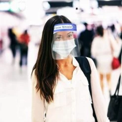 TRIOMPHE Lot De 10 Protections Complètes Du Visage, écrans Faciaux, Transparentes, à Large Visière, Bleues -Protection des voies respiratoires Soldes 39355294 5