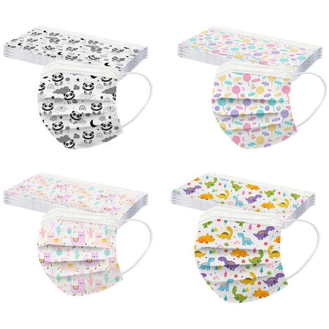 TRIOMPHE 50 Pcs Mignonne Masque Enfants, Non-tissé Respirant à Trois Couches Super Confortable, Imprimé Bandeaux Pour Fille Et Garçon 4 TRIOMPHE 50 Pcs Mignonne Masque Enfants, Non-tissé Respirant à Trois Couches Super Confortable, Imprimé Bandeaux Pour Fille Et Garçon – Image 2
