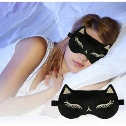 LITZEE Masque De Sommeil, Confortable Doux En Soie Naturelle Occultant Chat Masque De Nuit Avec Bouchons D'oreille Et Sangle Réglable, Sleeping Mask Pour Femmes Et Hommes Voyage Sieste Noir 11 LITZEE Masque De Sommeil, Confortable Doux En Soie Naturelle Occultant Chat Masque De Nuit Avec Bouchons D'oreille Et Sangle Réglable, Sleeping Mask Pour Femmes Et Hommes Voyage Sieste Noir -Protection des voies respiratoires Soldes 39397595 5