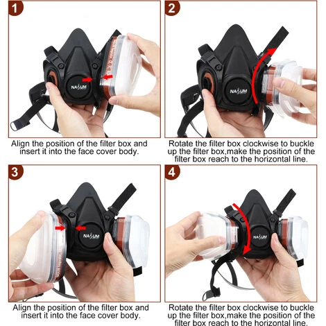 AUGIENB Masque à Gaz Respirateur Demi-visage Réutilisable Peinture Pulvérisation Sécurité Travail Filtre Protection Masque Anti-poussière 5 AUGIENB Masque à Gaz Respirateur Demi-visage Réutilisable Peinture Pulvérisation Sécurité Travail Filtre Protection Masque Anti-poussière – Image 3