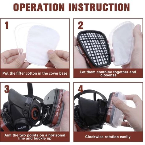AUGIENB Masque à Gaz Respirateur Demi-visage Réutilisable Peinture Pulvérisation Sécurité Travail Filtre Protection Masque Anti-poussière 6 AUGIENB Masque à Gaz Respirateur Demi-visage Réutilisable Peinture Pulvérisation Sécurité Travail Filtre Protection Masque Anti-poussière – Image 4